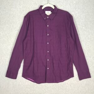 WRK Shirt Men XL Dress Button Slim Geometric Office Reworked Cotton Stretch READ